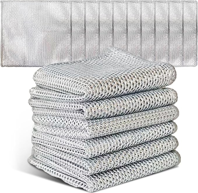 Large Size Non Scratch Steel Wire Dishwashing Rags and Steel Scrubber,Substitute for Steel Wool Scrubbers,Kitchen Cleaning Cloths, Multifunctional Wire Dishcloth for Pots,Pans,Dishs,Flatwarel
