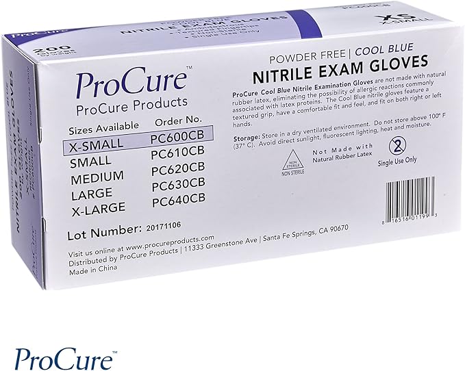 ProCure [200 Count] Disposable Nitrile Gloves - Latex Free, Powder Free Medical Exam Gloves