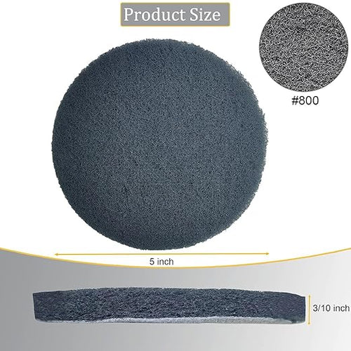 10 Pack 5 Inch 800 Grit Scrubber Scouring Pads Flocking Scuff Pads -5" Hoop and Loop Scuff Pads Conditioning Discs Polishing Pad for Furniture Automotive Cleaning, Rust Removal