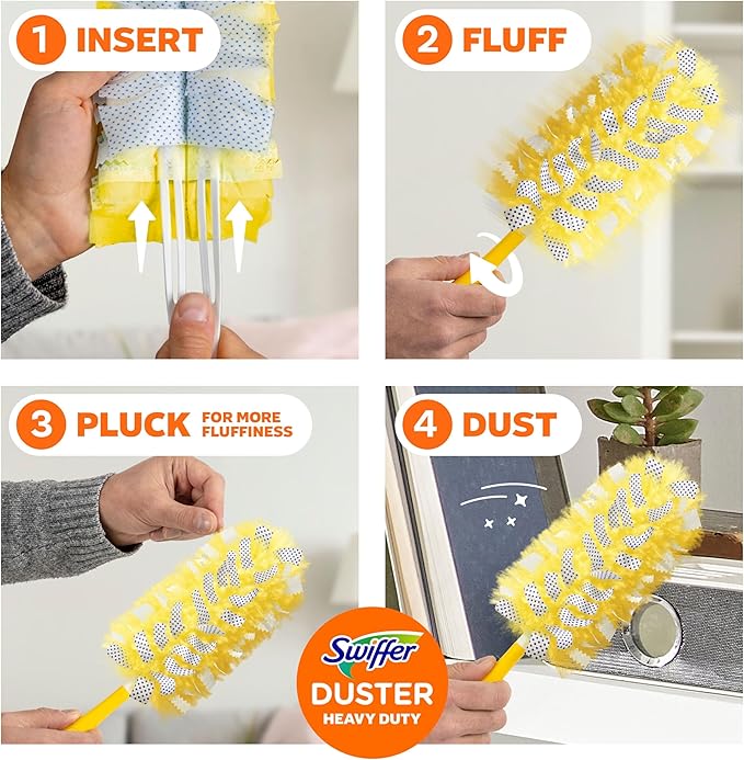 Swiffer Dusters Heavy Duty, Multi-Surface Duster Refills for Cleaning, Lavender, 24 Count (4 Packs of 6)