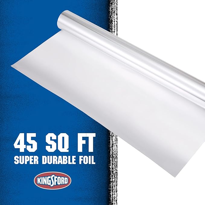 Kingsford Heavy Duty Aluminum Grilling Foil, 45 Square Feet - Non-Stick Aluminum Foil for Cooking and Steaming - Kingsford Extra Tough Grilling Accessories