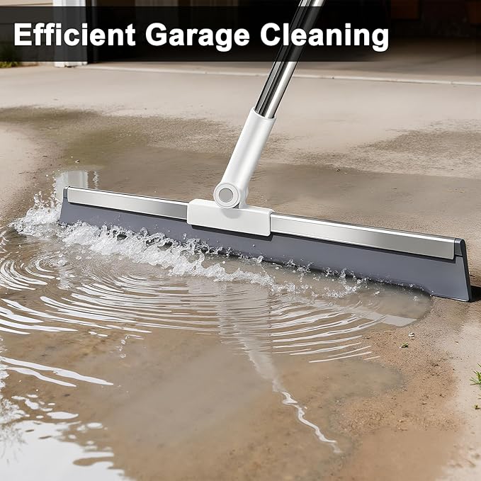 19.7'' Large Floor Squeegee for Concrete Floor with 51''-58'' Telescoping Stainless Steel Handle, Squeegee Broom for Removing Water on Tile, Epoxy, Garage, Driveway, Patio