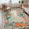 4x6 Rug for Living Room Bedroom, Beige Animal Washable Throw Rugs, Leopard/Cheetah/Zebra/Tiger Print Area Rugs, Non Slip & Low Pile Carpet for Indoor Dining Room,Kids Room and Nursery