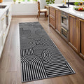 Modern Rug 2x6 Runners for Hallways, Abstract Kitchen Runner Rugs Non Slip Bath Runner, Rainbow Washable Runner Rug for Bedroom, Soft Long Rugs for Entryway Bathroom Laundry Dorm, Black