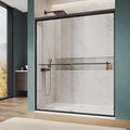 ELEGANT Double Sliding Shower Door 44-48" W x 72" H, Semi-Frameless Bypass Shower Glass Door with Dual Towel Bar Handles, 1/4" Tempered Glass for Walk-in Shower, Matte Black