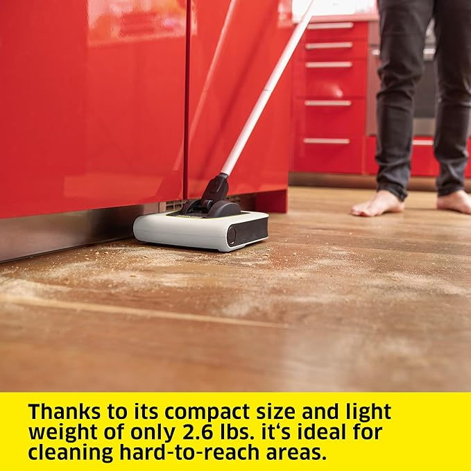 Kärcher KB 5 Electric Floor Sweeper Broom, for Carpets, Hardwood Floors and Tiles, Lightweight and Cordless, Ideal for Fur, Hair, Dirt & Dust - White