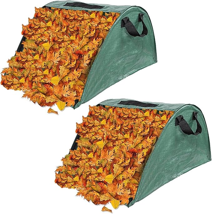 2 Pcs Leaf Collector, Garden Bags, Leaf Bags, High Capacity Leaf Loader with Handles, Foldable Dustpan Leaf Bag Chute, Removable, Tear-Resistant and Reusable Yard Leaf Collector
