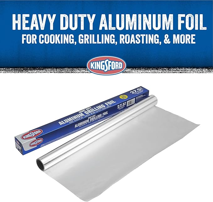 Kingsford Heavy Duty Aluminum Grilling Foil - Durable Wrap For Babecuing, Cooking, Steaming, and Food Storage - 27.5 Sq. ft Roll