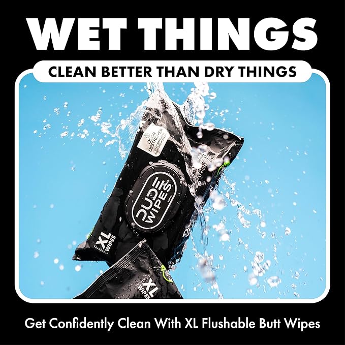 DUDE Wipes - Flushable Wipes for Adults - 3 Pack, 144 Count - Odor Destroyer XL - Deodorizing with Clean Scent - Up to 24 Hours of Odor-Destroying Technology