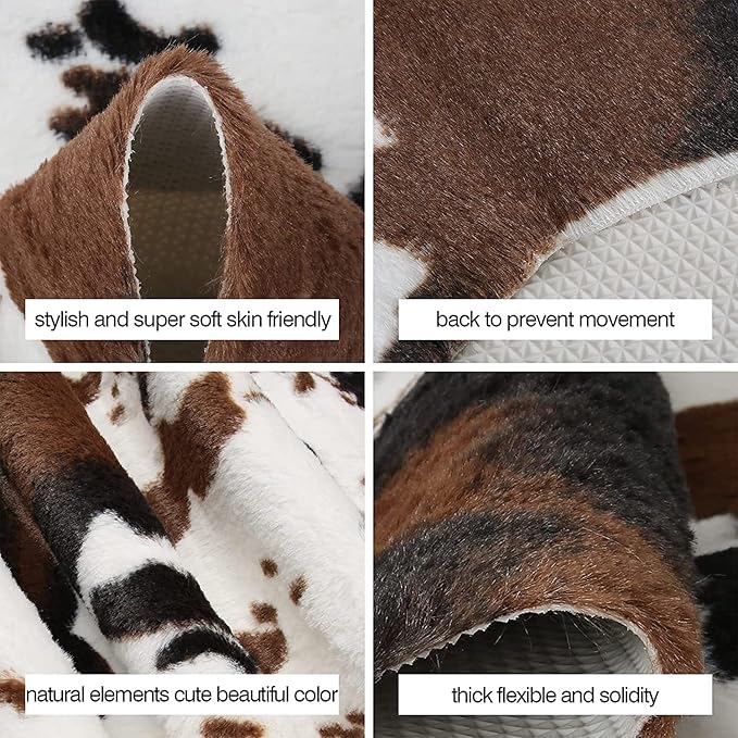 MACEVIA Cowhide Rug Cute Cow Print Rugs Western Decor for Living Room Bedroom Faux Animal Area Carpet Non-Slip 43.3" L x 29.5" W(3.6ft x 2.4ft)