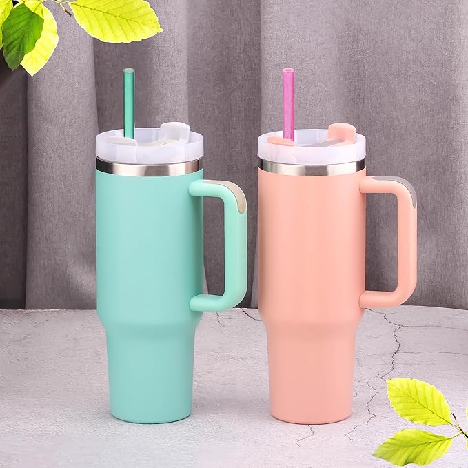 Dakoufish Replacement Straw for Stanley|Owala|Simple Modern 40oz 30oz Tumbler,10 Pack 12 Inch Rose Reusable Straws With Cleaning Brush for Stanley Cup Accessorie,BPA Free,Dishwasher Safe