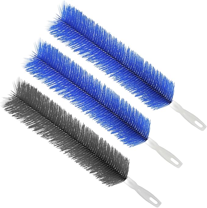 3 Pcs Fan Cleaning Brush, Fan Cleaner for Stand Up Fan, Bendable and Reusable Brush with Dense Bristles for Blinds and Air Conditioning Vents (Blue/Grey)