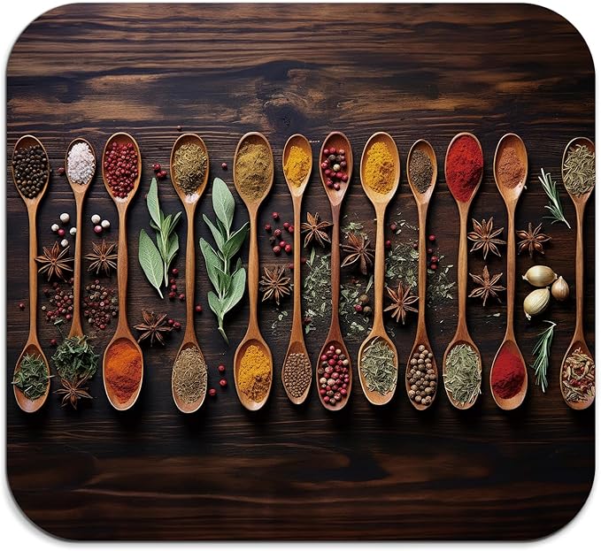 Kitchen Spices Dish Drying Mat - Delicious Spices Art Absorbent Dish Drying Mat for Kitchen Counter, Coffee Maker Bar Mat for Countertops, Dish Rack Drainer Mat,16x17.5 In,JL-GZD