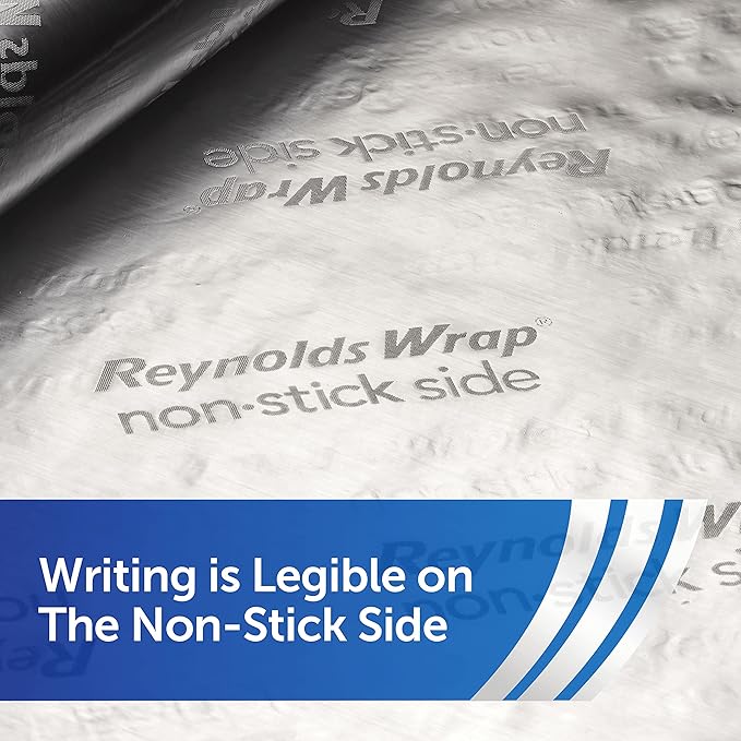 Reynolds Wrap Non Stick Aluminum Foil,Nonstick Aluminum Foil Roll,Prevents Food Sticking and Messy Cleanup,Great for Covering Casseroles and leftovers,43.33 Yards x 12 Inches,130 Sq.Ft.,(Pack of 12)