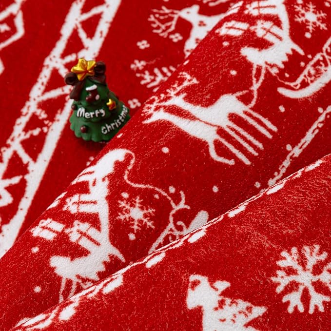 Christmas Area Rug 3x5 Red Office Washable Carpet Xmas Snowflake Holiday Decor Doormat Entryway Soft Low Pile Non Slip Indoor Throw Rug Kitchen Living Room Bedroom Entrance Dining Room