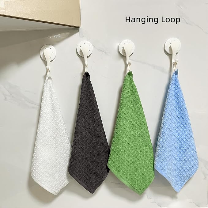Cotton Dishcloths Set for Home and Kitchen Cleaning- 12x12 Inches Pack of 12- Dish Cloths,Dish Towels,Dish Rags - with Hanging Loop - 100% Cotton,Soft,Absorbent (White, 12)