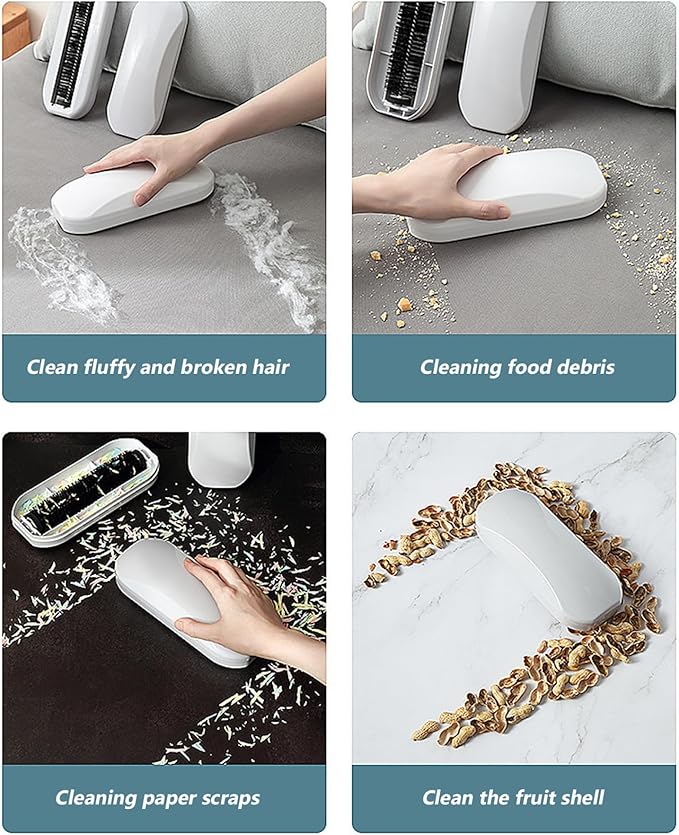 Crumb Sweeper 2Pcs Handheld Rolling Ergonomic PP Bristle Nutshell Crumb Brush ABS Cleaning Crumber Table Crumb Sweeper Carpet Sweeper Crumb Catcher for Table Bed Sofa Carpet