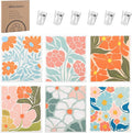 6 Pack Swedish Dishcloths for Kitchen,Abstract Floral Swedish Rags Dish Towels with Clips, Reusable Paper Towels Washable Absorbent Cellulose Sponge Cloths No Odor for Cleaning Home Sink Kitchen