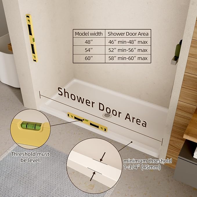 Shower Door,Royal Guard 44-48" W x 70" H Semi-Frameless Double Sliding Glass Shower Door with 1/4'' (6mm) Clear SGCC Tempered Glass,Bypass Shower Enclosure,Matte Black