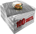 100 Packs Heavy Duty Insulated Aluminum Foil Sheets – 14" x 10.3" Disposable Food Wraps for Sandwiches, Burritos, BBQ, Burgers, Hot & Cold Food