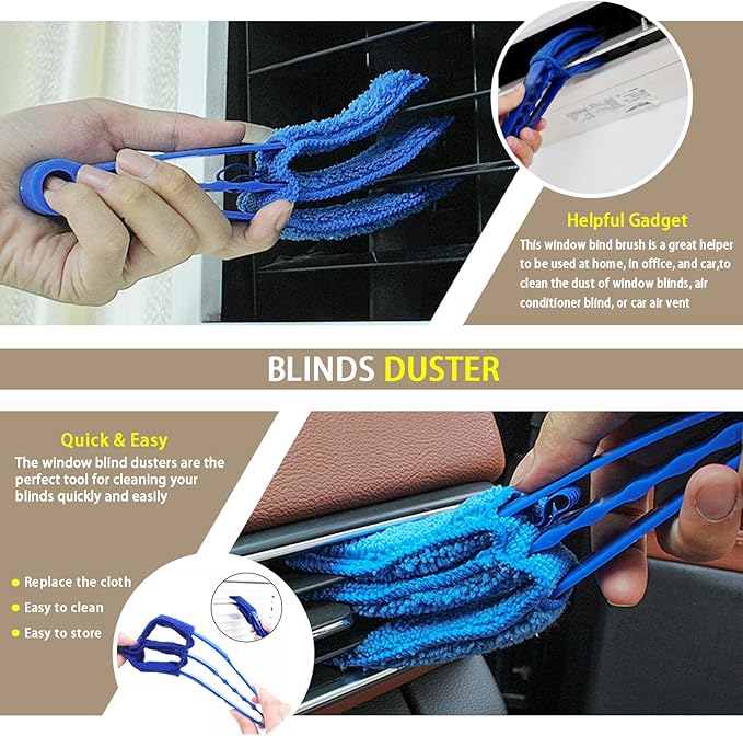 4 Piece AC Cleaning Tool Kit, Includes 1 Dual-Sided Condenser Evaporator Coil Cleaner Brush and 3 Microfiber Cleaning Brushes, Perfect for Air AC, Vent, Refrigerator, Radiator, Repair, and Cleaning