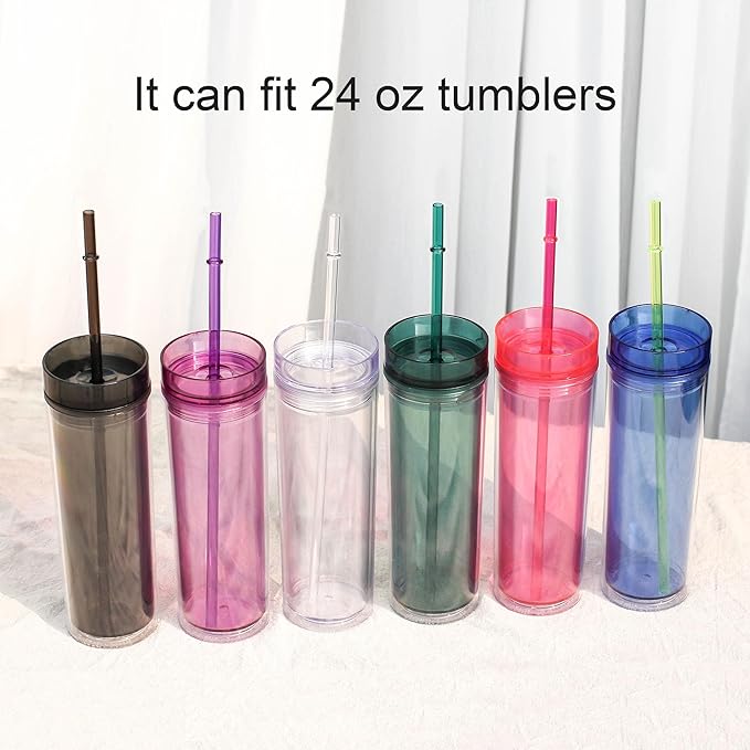 DAKOUFISH 11 Inch Clear Reusable Plastic Replacement Drinking Straws for 24 oz & 16 oz Mason Jar Tumblers,Set of 12 Pcs Straws with Cleaning Brush (11inch 7color)
