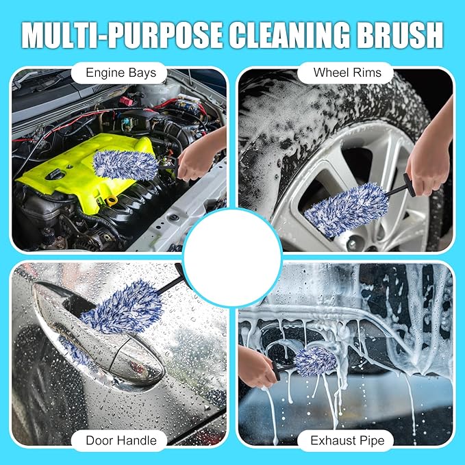 Car Cleaning Rim Cleaner Wheel Cleaning Brush, Metal Free Soft Synthetic Wool Car Brush, Highly Water Absorption Wheel Wash Brushes (Rim Brush)