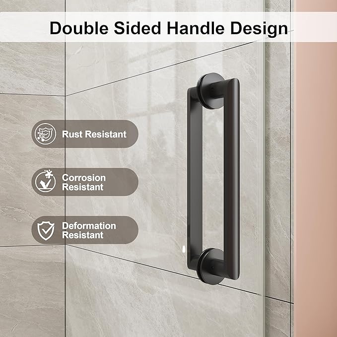 Frameless Bathtub Shower Door, Tub Sliding Door with Nano Coating & Safety Film, 1/4" (6mm) SGCC Tempered Glass，Adjustable 55"-60" W x 60" H, Matte Black