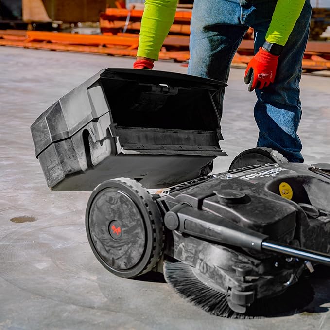 30" Battery Powered Push Sweeper with Triple Power Brooms Electric Drive and Dust Suppression (30" Sweeper)