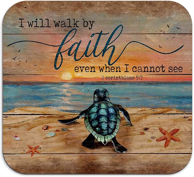 Sea Turtle Christian Dish Drying Mat - Christian Absorbent Dish Drying Mat for Kitchen Counter,Coffee Bar Mat,Coffee Maker Mat for Countertops, Christian Kitchen Decor, 16x17.5 Inch