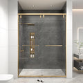 RFN 50-54" W x 76" H Framed Bypass Double Sliding Shower Door, 1/4" (6 mm) Easy-to-Clean Treated Clear Tempered SGCC Glass,Bathroom Door(Brushed Gold, 50-54" W*76" H)