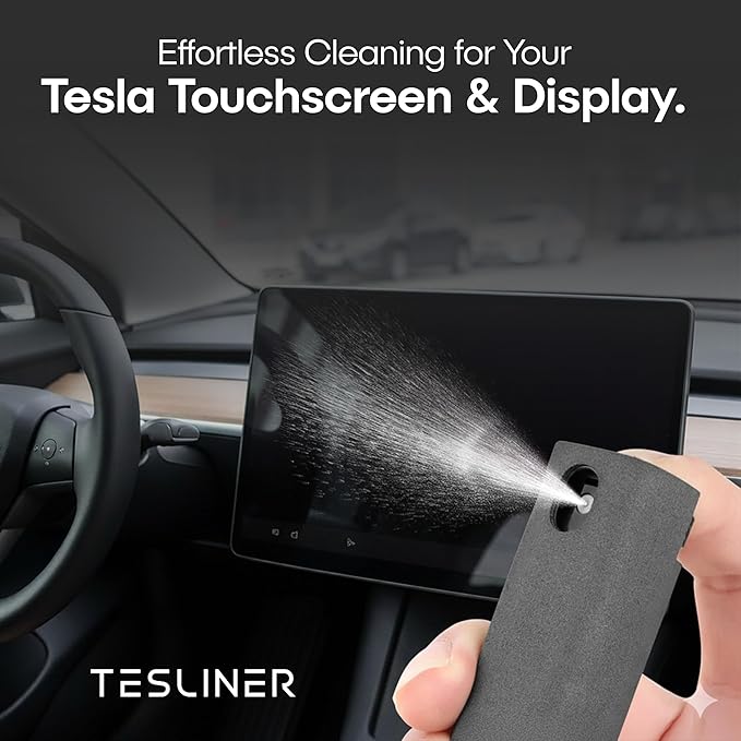 Tesla Screen Cleaner, 2-in-1 Screen Cleaning Spray with Microfiber Cloth, Tesla Accessories for Model Y, Model 3, S, X, Cybertruck