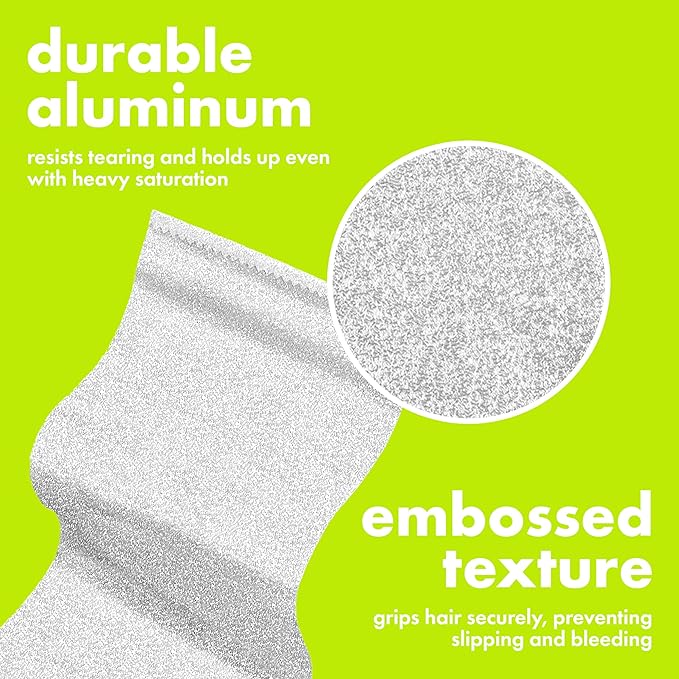 Colortrak Embossed Sheets Silver Aluminum Foil Pop-up Dispenser, 8 Boxes (8000 Pre-cut Sheets) Non-slip Textured Silver 5 x 11 Sheets for Hair Foil Coloring and Highlighting Sheet Applications