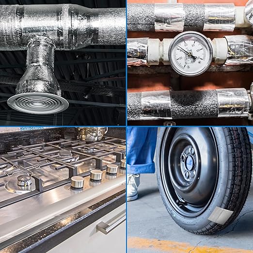 Thicker Silver Aluminum Foil Tape for ductwork, 2-inch x 393 Feet, 3.9 mils High-Temperature Sealing & Patching, Heavy Duty HVAC Tape for Air Ducts Vents, Metal Repair, Exhaust Pipe, AC Dryer, Furnace