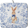 Vintage Microfiber Dish Drying Mat Blue Easter Floral Kitchen Drying Mats for Dishes 18 X 16