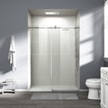 Abruzzo 76" Tall Frameless Single Sliding Shower Door - Adjustable 56" to 60" Width, 1/4" (6mm) Tempered Glass with Safety Film, Brushed Nickel Finish for Walk-in Showers, Space Saving Design