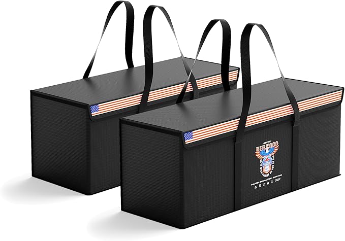12V 200Ah LiFePO4 Lithium Battery Fireproof Safe Bag Large Capacity Explosion-Proof Battery Bag LiPO Safe Bag Waterproof Battery Storage Box(22 * 9 * 9.4 inch), 2-Pack