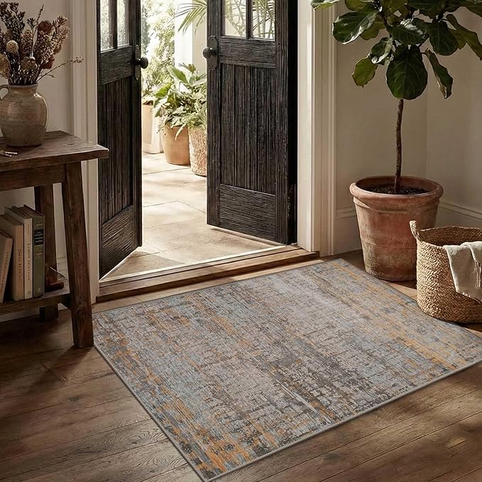 2x3 Entryway Rug,Door Mat Indoor Entrance, Washable Non Slip Kitchen Bathroom Rugs, Ultra-Thin Throw Small Rug for Front Door, Taupe