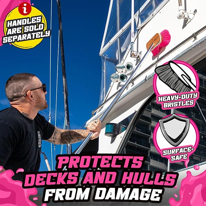 Salty Captain Hard Bristle Boat Deck Brush – Heavy-Duty Cleaning for Grime, Stains & Salt Build-Up – Durable Marine-Grade Design