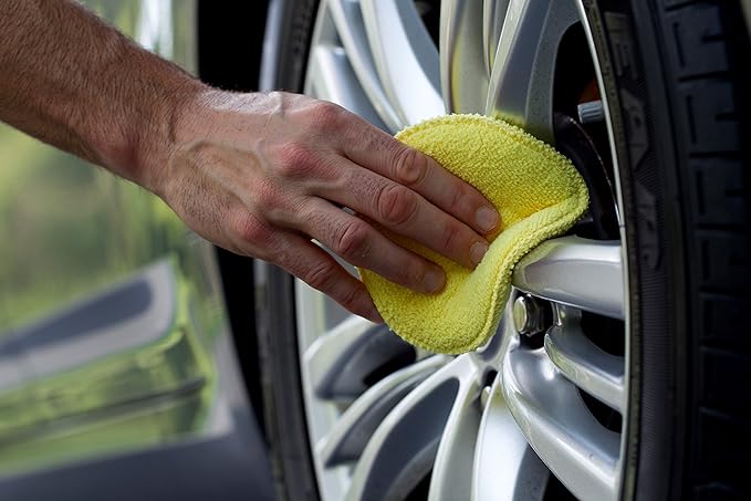 Mothers Microfiber Polishing Pad and Cleaning Pads for Car Detailing, 5 Inch Diameter, Yellow, 6 Pack