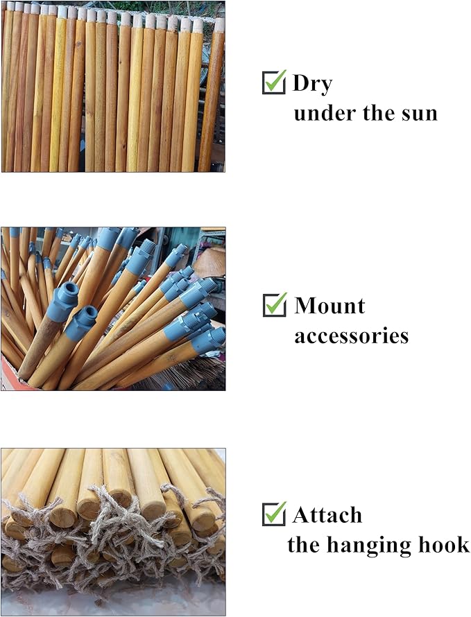 Coconut Broom - 55 Inches Length, Heavy Duty Broom for Sweeping Patio, Garden, House, Garage and Other Outdoor Spaces.