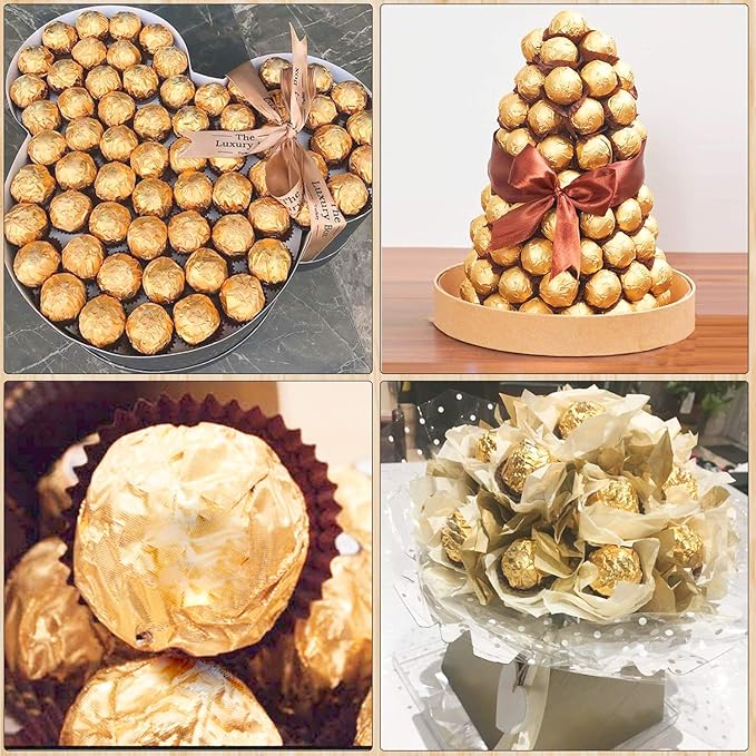 300 Pcs Square Golden Aluminium Foil Candy Wrappers Square Sweets Lolly Paper for DIY Candies and Chocolate Packaging by Party Wedding Birthday Christmas Accessories，4 by 4-Inch, Gold,