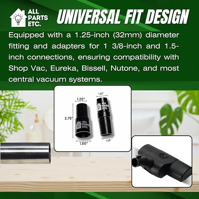 Vacuum Carpet Brush Nozzle Attachment, 1.25” Turbo Floor Brush Accessories, Head for Shop Vac, Bissell, Shark, Oreck, Hoover, Eureka & Central Vacuum (Style May Vary)