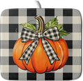 Fall Dish Drying Mat for Kitchen Counter 16x18 Autumn Pumpkin Plaid Theme Thanksgiving Day Absorbent Reversible Microfiber Drying Mats Kitchen Countertop Protector Dishes Drainer Pad