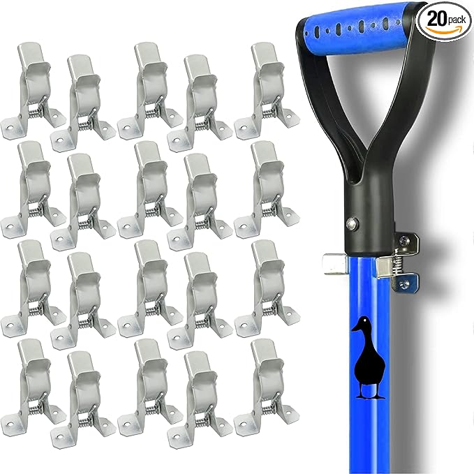Black Duck Brand White Spring Grip Clamps, Mop and Broom Clamp Holder for Shovel, Rake, Broom, Mop, Etc. (20, Standard)