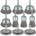 10 Pcs Wire Brush for Drill, Coarse Carbon Steel Crimping Wire Wheel Brush, 1/4 Inch Hex Shank, Wire Cup Brush Drill Bit for Cleaning Rust, Stripping and Abrasive