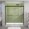 GETPRO Shower Door Double Sliding 62-66 in. W x 72 in. H Semi-Frameless Bypasss Bathroom Glass Shower Sliding Doors 1/4 inch Clear Tempered Glass Door for Walk-in Shower Matte Black