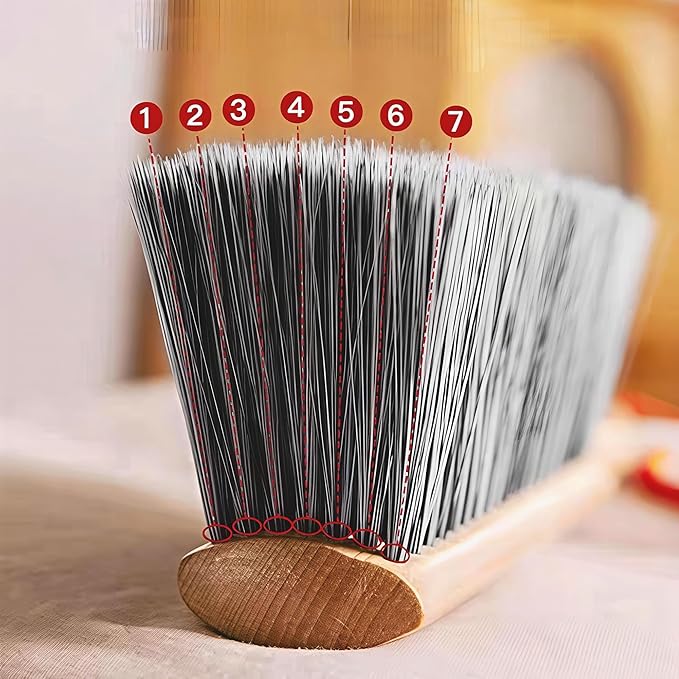 Soft Bristle Hand Brush Wooden Handle for Woodworking Shop Bench, Sawdust Removal Non-Scratch 14 Inch Long (2pcs Brown)
