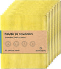 Original Swedish Dishcloth – Made in Sweden, 10 Cloths, Reusable & Biodegradable Cellulose Sponge for Kitchen, Suitable for All Surfaces, Odour Resistant Eco Cleaning – Yellow