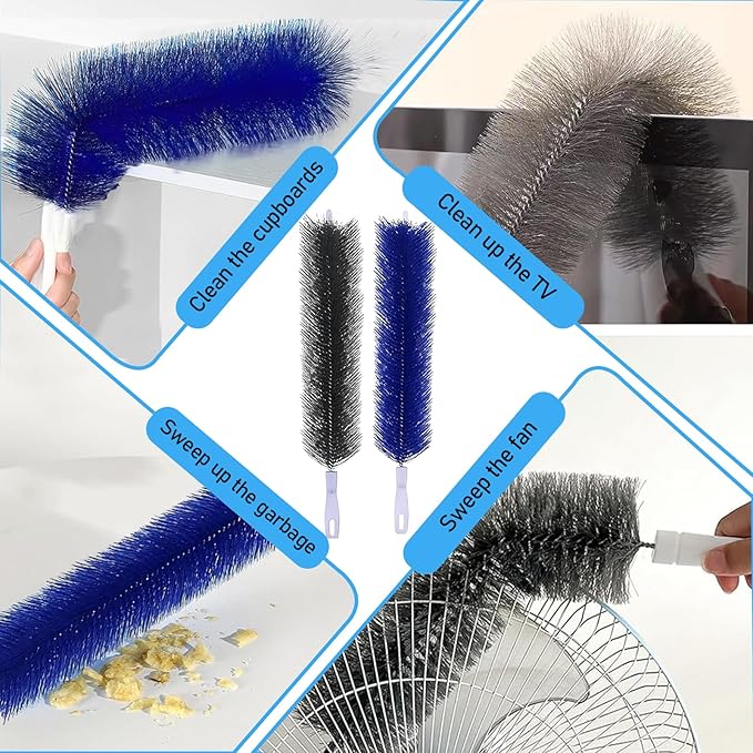 4 Pcs Fan Cleaner,Bendable Fan Duster,Comes with a Small Dusting Brush,Fan Brush,for Cleaning,Dust-Removing,Fan Cleaning Brush Suitable for Floor Fans,Exhaust Fns,AC Vents,Curtains,Blinds,(Blue)